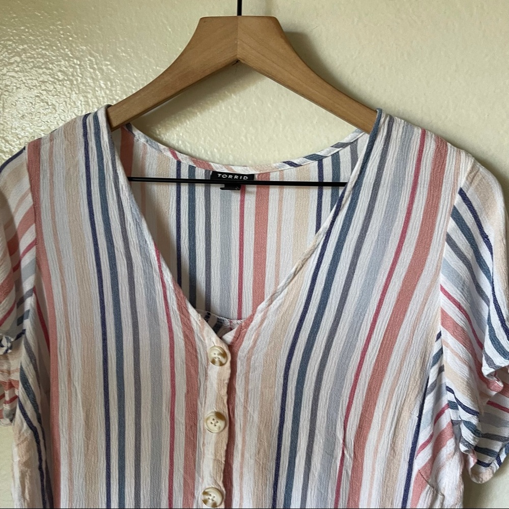 Torrid | Multi Stripe Gauze Button Front Blouse - image 3